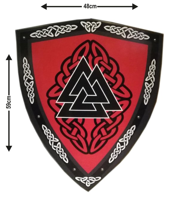 Tre middelalderlig Valknut Viking buet skjold SWE81