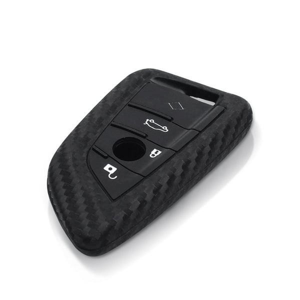Carbon Fiber Silikone 4-knapper bilnøgleetui til BMW