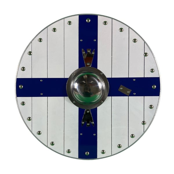Puinen metalli Käsintehty Suomen lippu Viking Shield SWE187