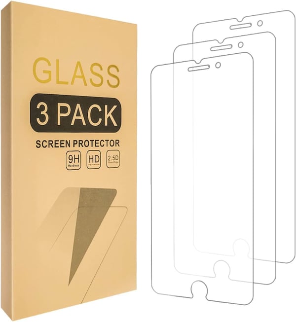3x Hærdet glasafdækning iPhone 6/7/8 Plus 5D dækker fuldskærm sort