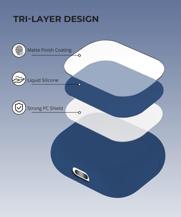 2x Marineblå Apple AirPods 3-veske Silikonbeskyttelsesveske for AirPods 3