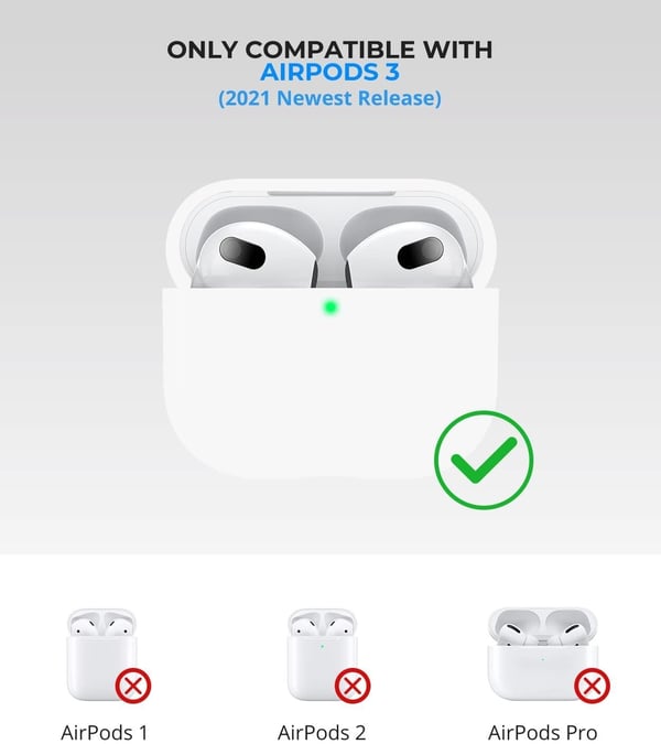 2x Hvit Apple AirPods 3-deksel silikonbeskyttelsesdeksel for AirPods 3