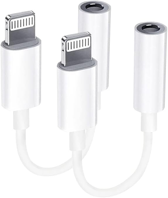 2x Lightning til 3,5 mm adapter for hodetelefoner