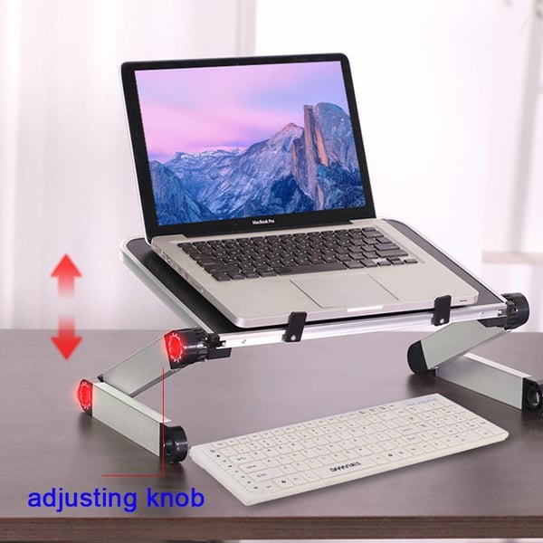 Sammenklappeligt bærbart bord, ergonomisk stativ i aluminium (hvid)