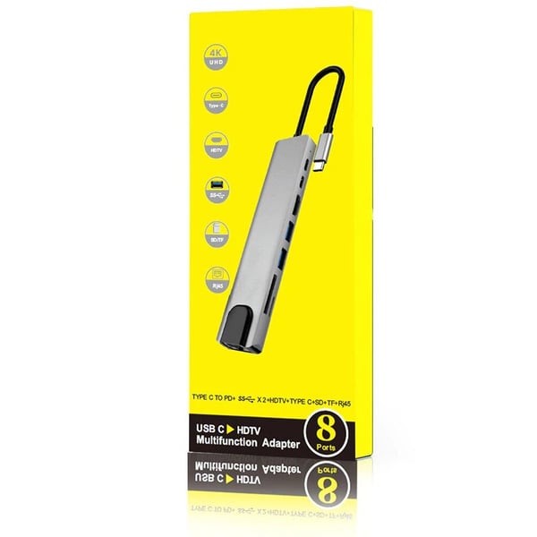 USB C Hub 8 i 1 Multiport-typ C-adapter med 4K HDMI-port......