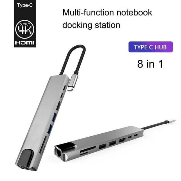 USB C Hub 8 i 1 Multiport-typ C-adapter med 4K HDMI-port......