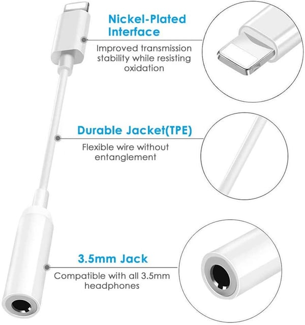 2x Lyn til 3,5 mm adapter for BT-hodetelefoner