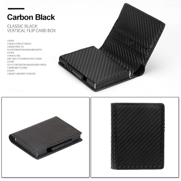 Carbon RFID - NFC Protection Leather Wallet med seddel kortholder
