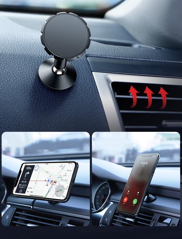 2X 360 Universal magnetisk mobilholder til bil sort