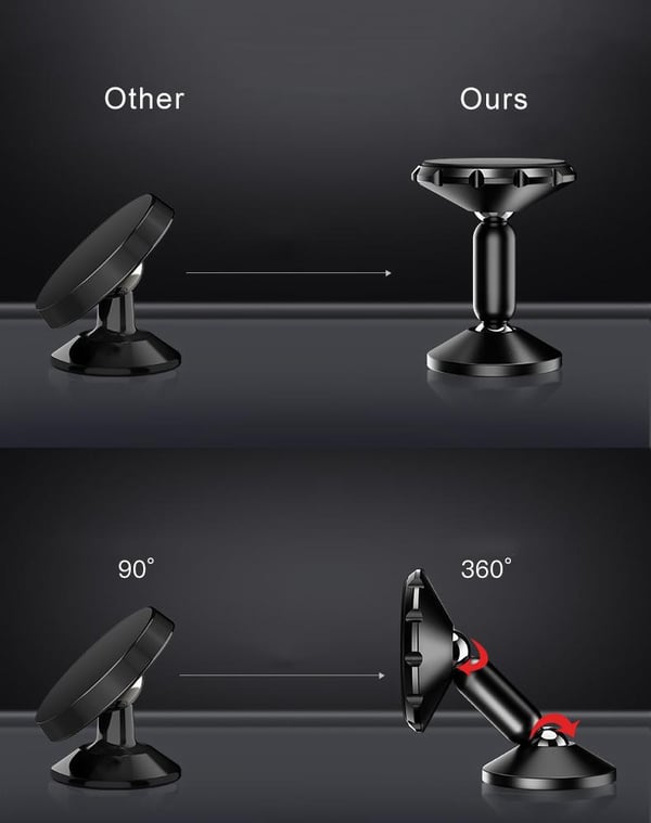 2X 360 Universal magnetisk mobilholder til bil sort