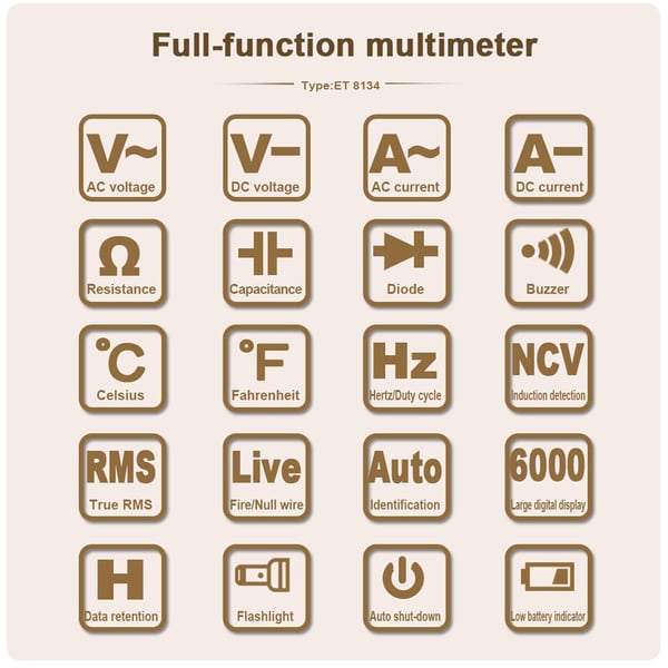 Digitalt multimeter med delt 4,7 tommer LCD. RØD