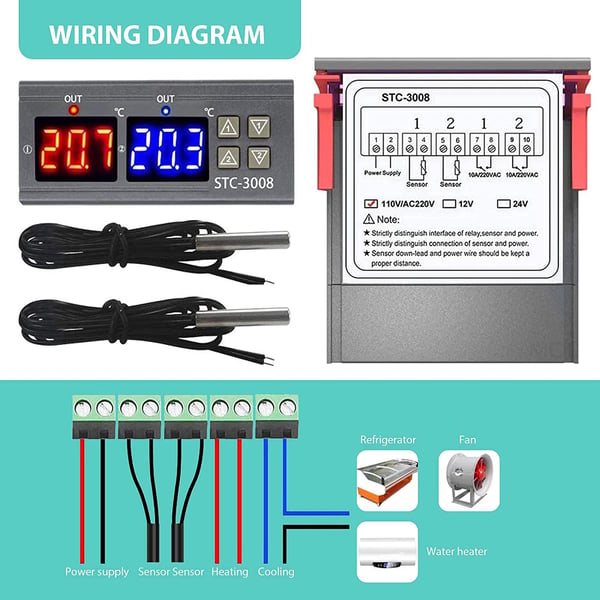 STC-3008 220V Temperaturregulator, PID-regulator