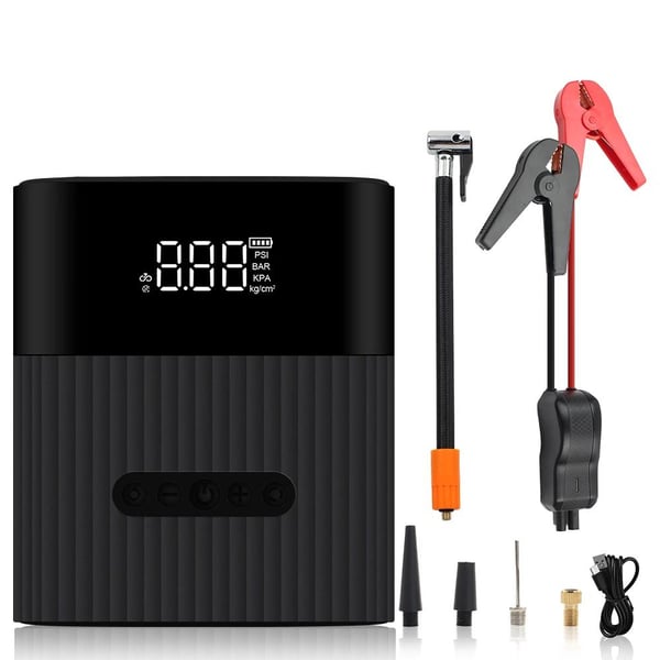 4 i 1 Starthjelp med luftkompressor og powerbank-funksjon og lommelykt