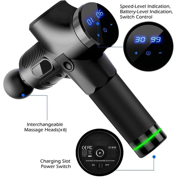 Massasjepistol Carbon med Touch-knapp og LED-display 30 posisjoner