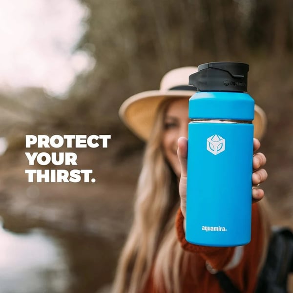AQUAMIRA SHIFT FILTER BOTTLE 1L + RED-LINE, isolerad vattenflaska inbyggt filter