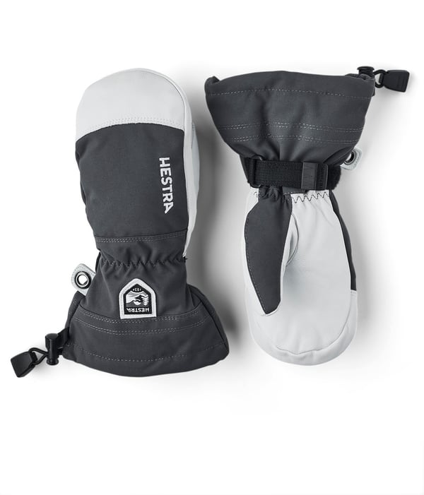 HESTRA ARMY LEATHER HELI SKI JR MITT Grey/Offwhite