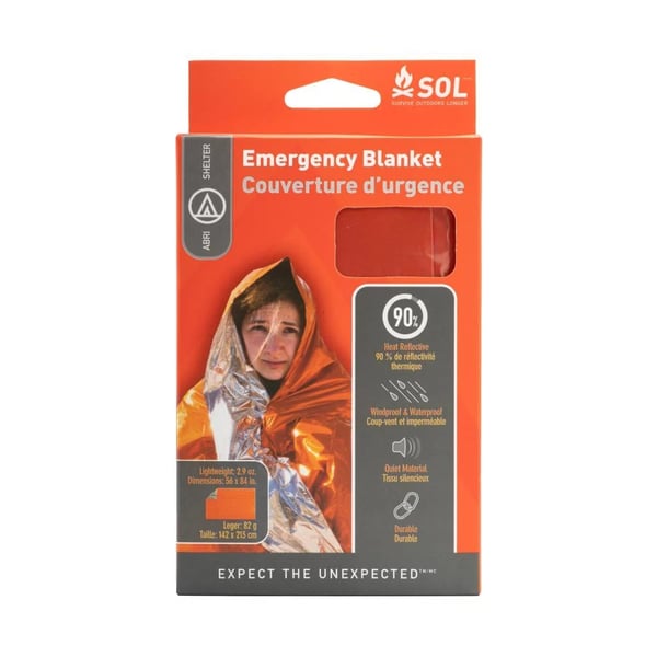 SOL EMERGENCY BLANKET, nödfilt värmereflekterande
