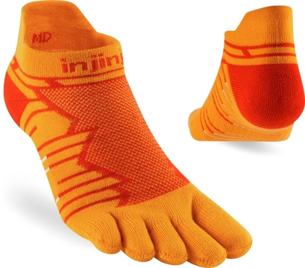 tåstrumpor löpning, INJINJI ULTRA RUN NO-SHOW Desert Orange