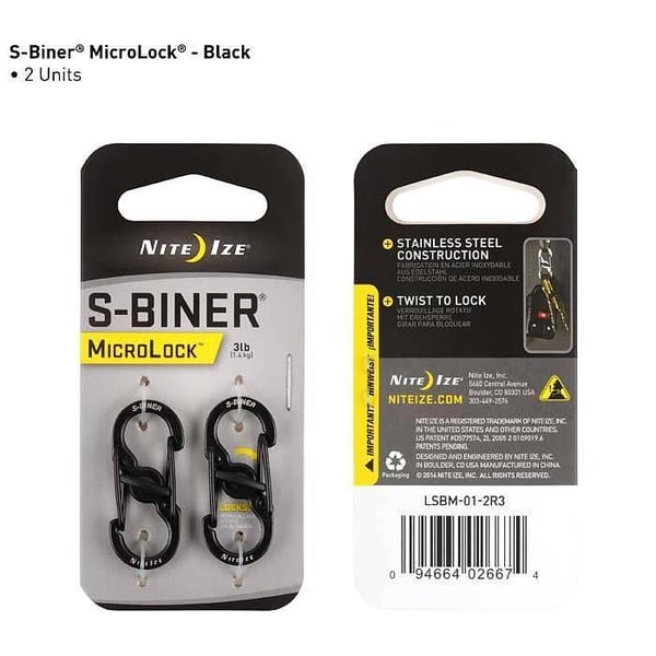 NITE IZE S-BINER MICROLOCK 2-PACK, s-karbin, nyckelring