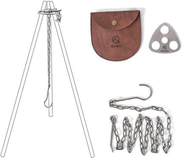 QVIEN TRIPOD, kedja till tripod, 3-benställning för att hänga kaffepanna