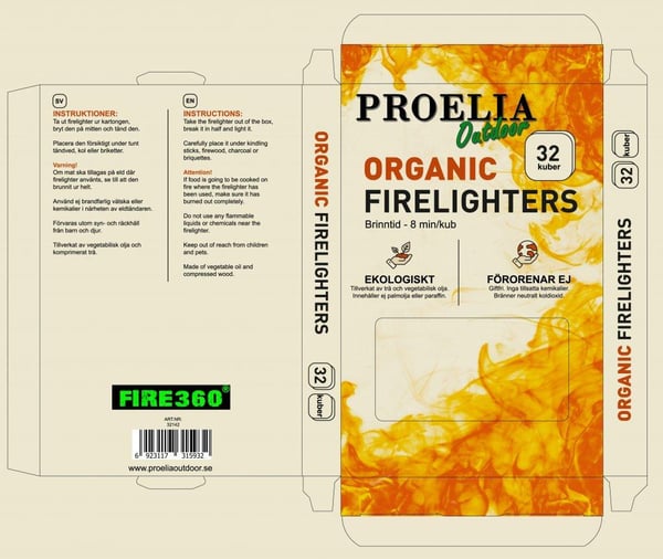 braständare, eldstartare, OUT360 ORGANIC FIRELIGHTERS 32 KUBER
