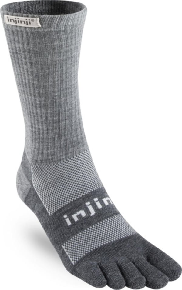 INJINJI OUTDOOR MIDWEIGHT CREW Grey/Dark Grey Small  (36-40.5), tåstrumpor ull