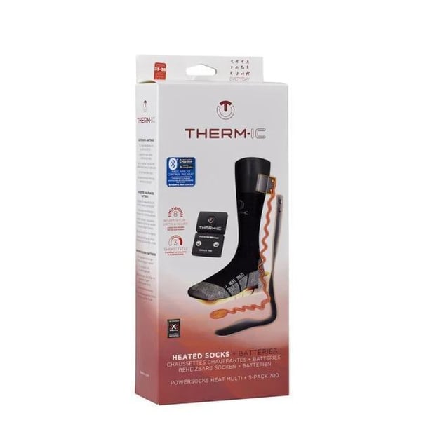 THERMIC POWERSOCK HEAT MULTI UNI+S-PACK 700, skidstrumpor med batteri