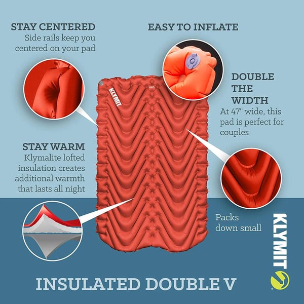 KLYMIT INSULATED DOUBLE V SLEEPING PAD red, liggunderlag dubbelt