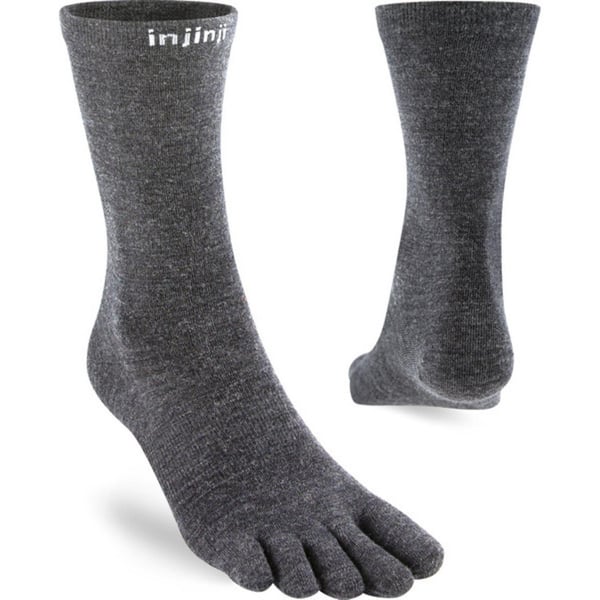 INJINJI LINER CREW MERIONOWOOL Slate L (44.5-47), linersockar ull, tåstrumpor