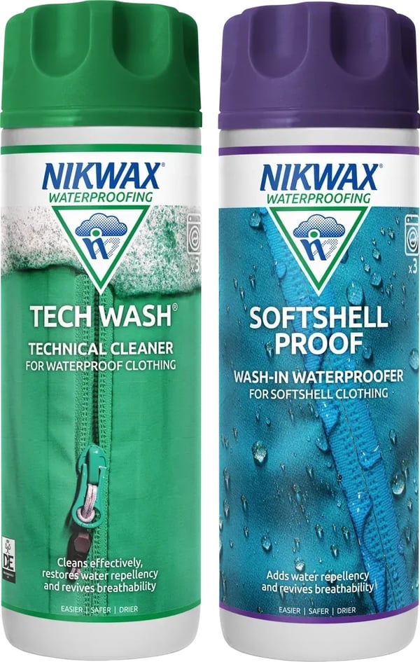 NIKWAX TECH WASH 300 ML + NIKWAX SOFTSHELL PROOF 300 ML, tvätt softshell