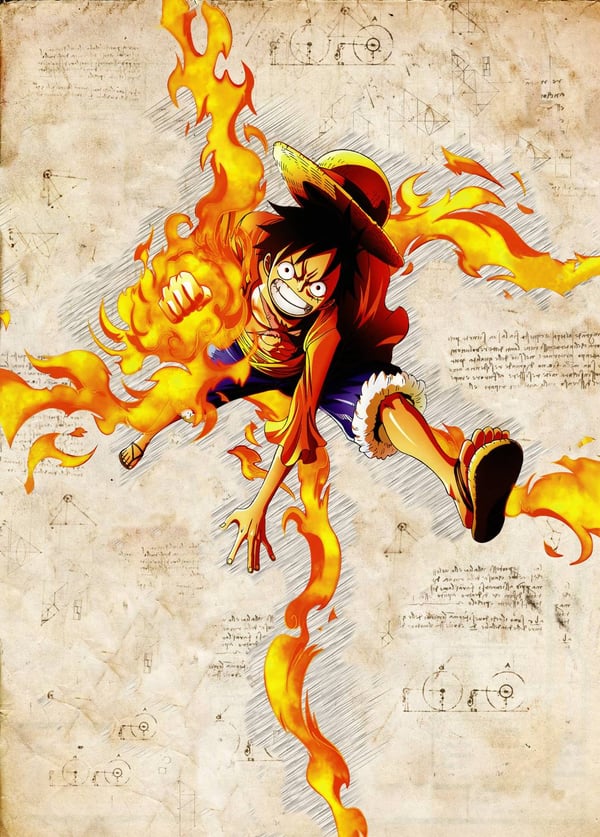 A3 Print - One Piece - Luffy Fire