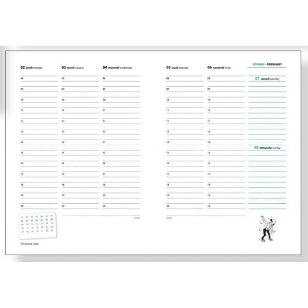 Tintin - Kalender bog 16 x 21 cm 2026