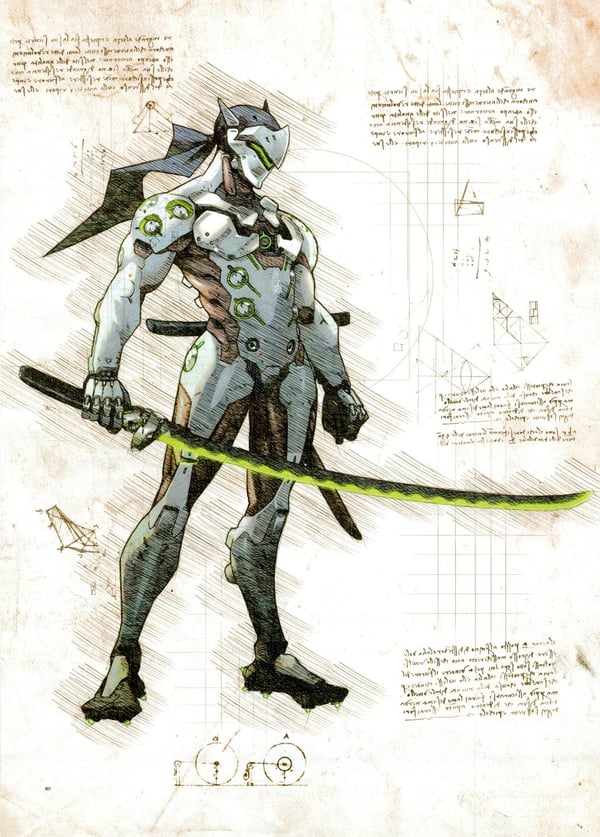 A3-juliste - Overwatch-taideteos - Genji