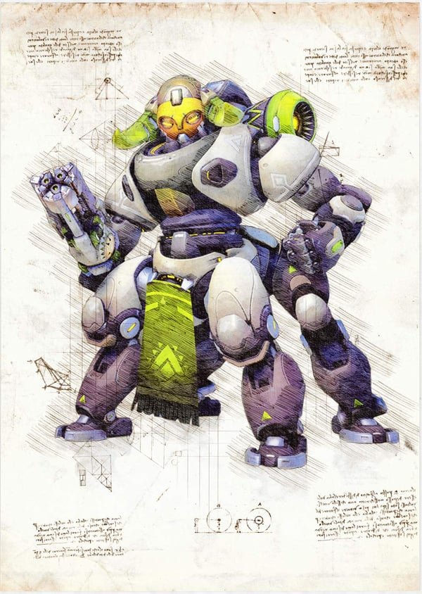 A3 Print - Overwatch artwork - Orisa