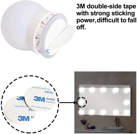 10 stk LED-lamper for sminkespeil m/dimmer