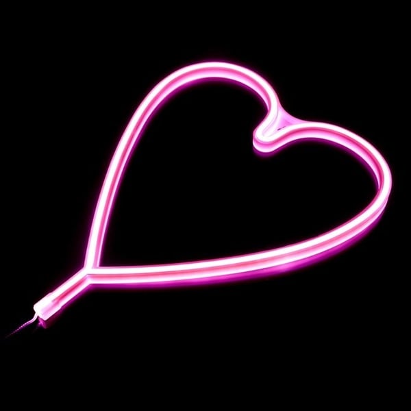 Suuri Neon Sydän Yövalo . 36,3 cm x 30 cm