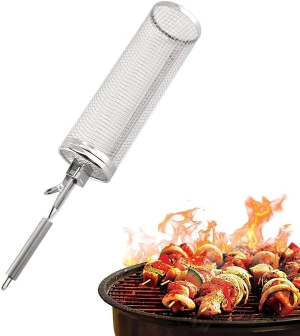XL Grillkurv med oppgradert håndtak. Rullegrill 30cm+17cm håndtak