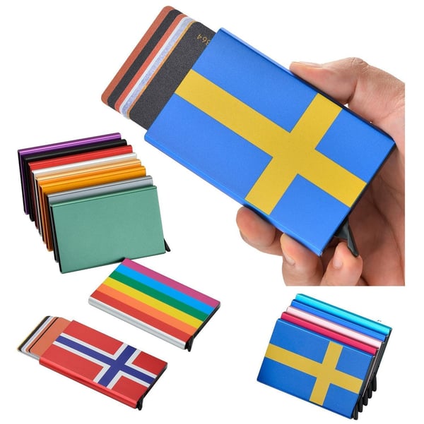 Korttikotelo RFID-suojauksella . Pop-up . 15 Eri Väriä - Laivastonsininen