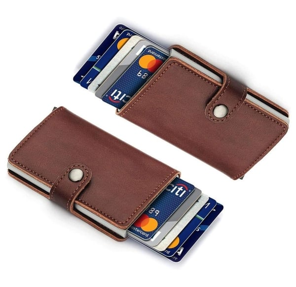 2-Pack Korthållare skjuter fram kort m läderjacka o sedelfack