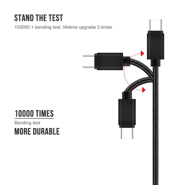 2pcs Fast Charging 2m Type C / USB-C Cable Black