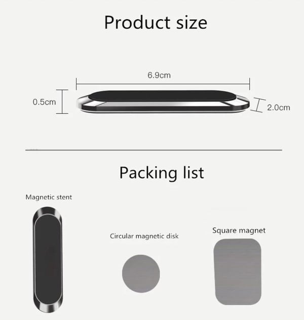 Round Magnetic Phone Car Holder Multi Direction Universal Silver