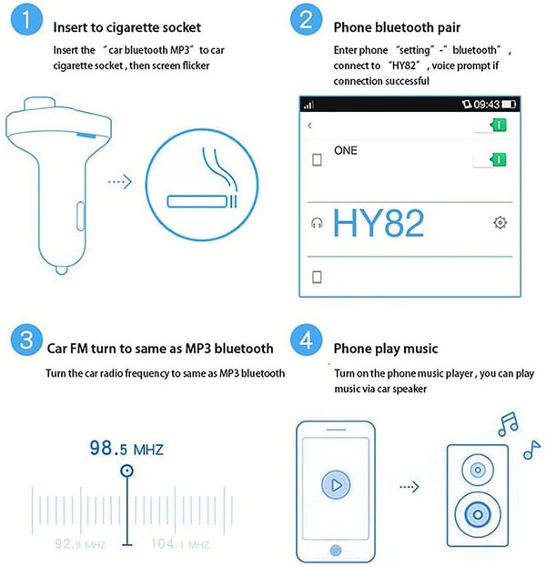 FM-lähetin X8 Bluetoothilla ja handsfreellä