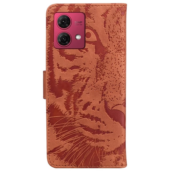 SKALO Motorola Moto G84 5G Tegnebog med tigerpræg - Brun