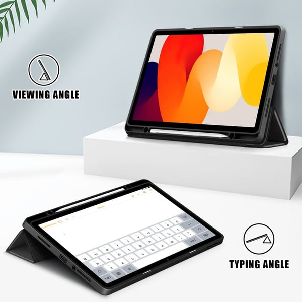 SKALO Xiaomi Redmi Pad SE Trifold Etui med gennemsigtig bagside - Sort