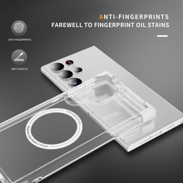 SKALO Samsung S24 Ultra Ekstra stærk magnetisk ring Bumper TPU-cover - Hvid