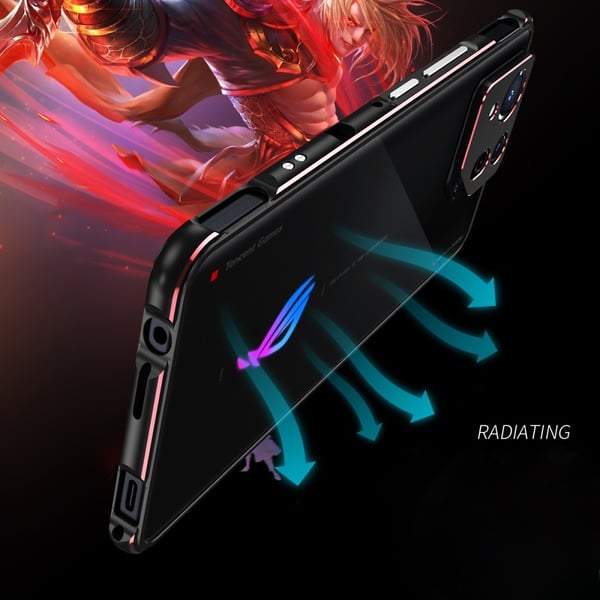 SKALO Asus ROG Phone 8 Pro 5G Førsteklasses metaltaske/ramme med kamerabeskyttelse - Sort