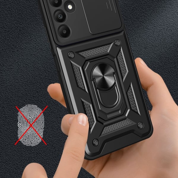 SKALO Samsung A15 5G Armor Hybrid Metal Ring Camera Slider - Rød