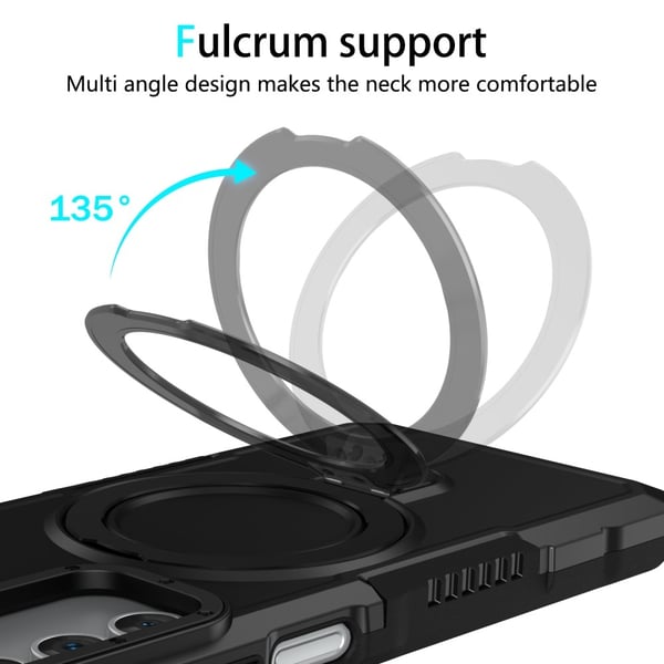 SKALO Samsung A15 5G Armor Hybrid metal ring cover - Sort
