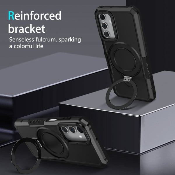 SKALO Samsung A15 5G Armor Hybrid metal ring cover - Sort