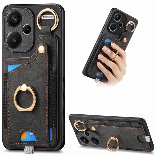 SKALO Xiaomi Redmi Note 13 Pro+ PU-læder Kortholder Cover - Sort